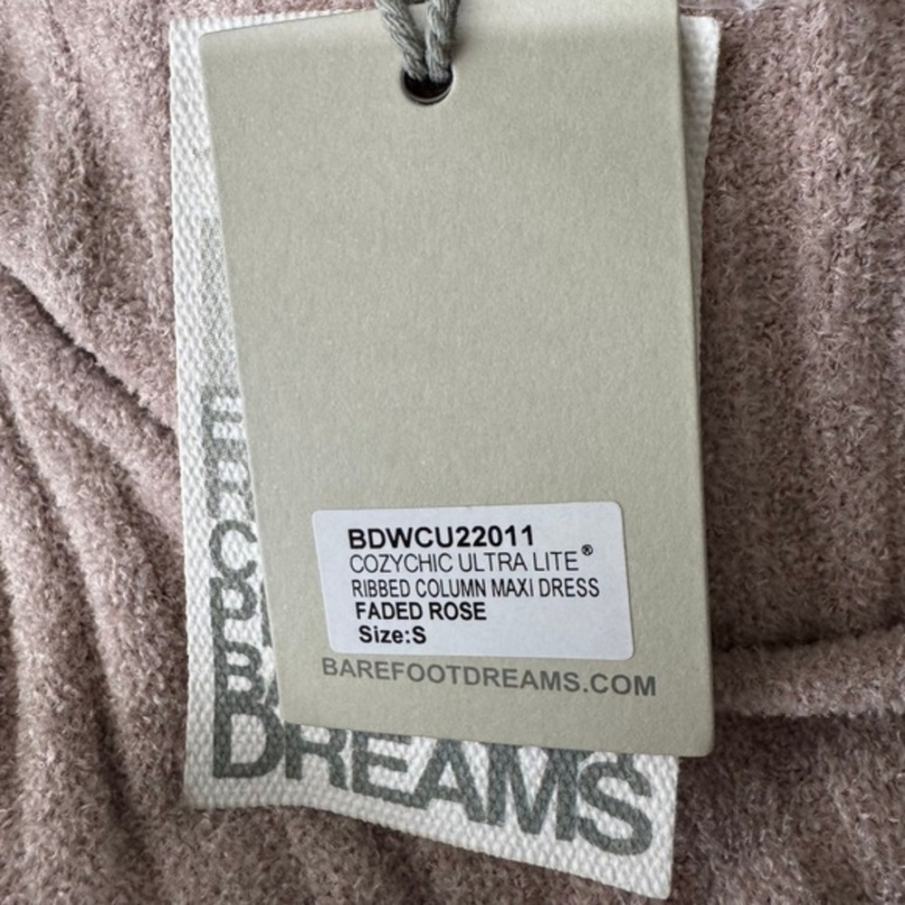 Barefoot‎ Dreams CozyChic Ultra Lite Ribbed Column Maxi Dress Faded Rose S NWT - Picture 8 of 9